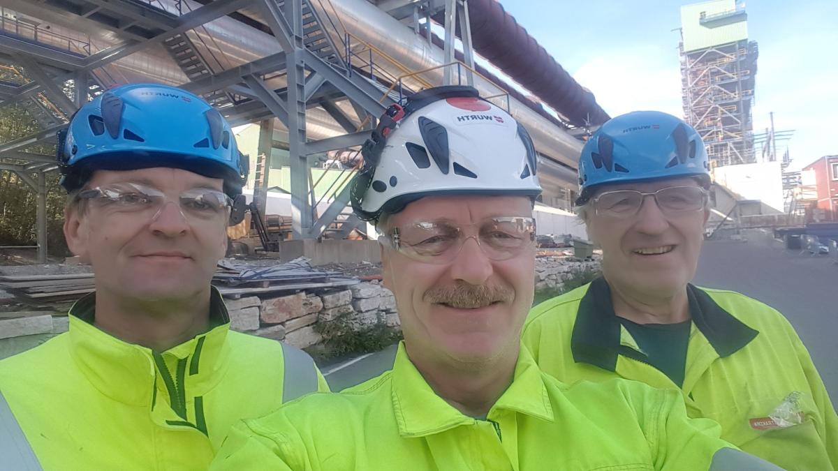Tommy Lien, Roger Helin og Stein Arne Haugen fra Ranbergs Isolering på Elkem Salten